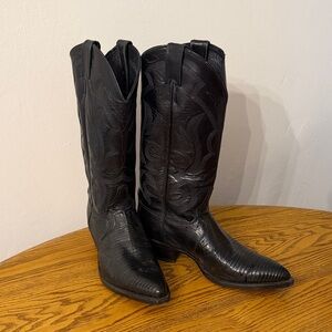 Justin Boots Black Leather Western Footwear